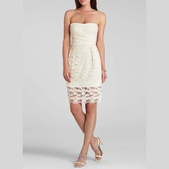 BCBGMaxAzria Adrianna Strapless Dress Ivory - Picture 2 of 15
